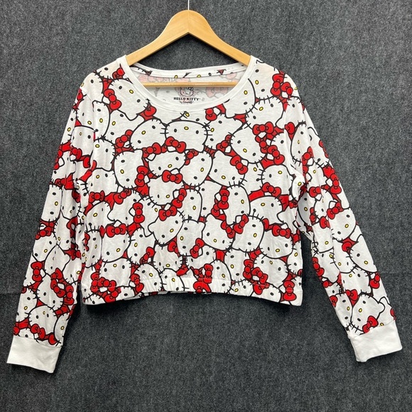 Sanrio Tops - Hello Kitty Red/Black Cropped Long Sleeve Shirt